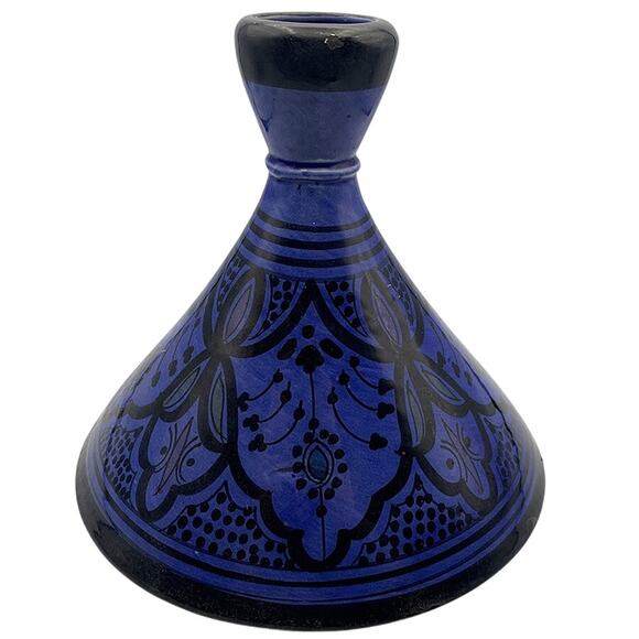 Moroccan Tagine Blue Handmade Hand-Painted Glazed Ceramic Cookware Lid Only - Picture 1 of 10